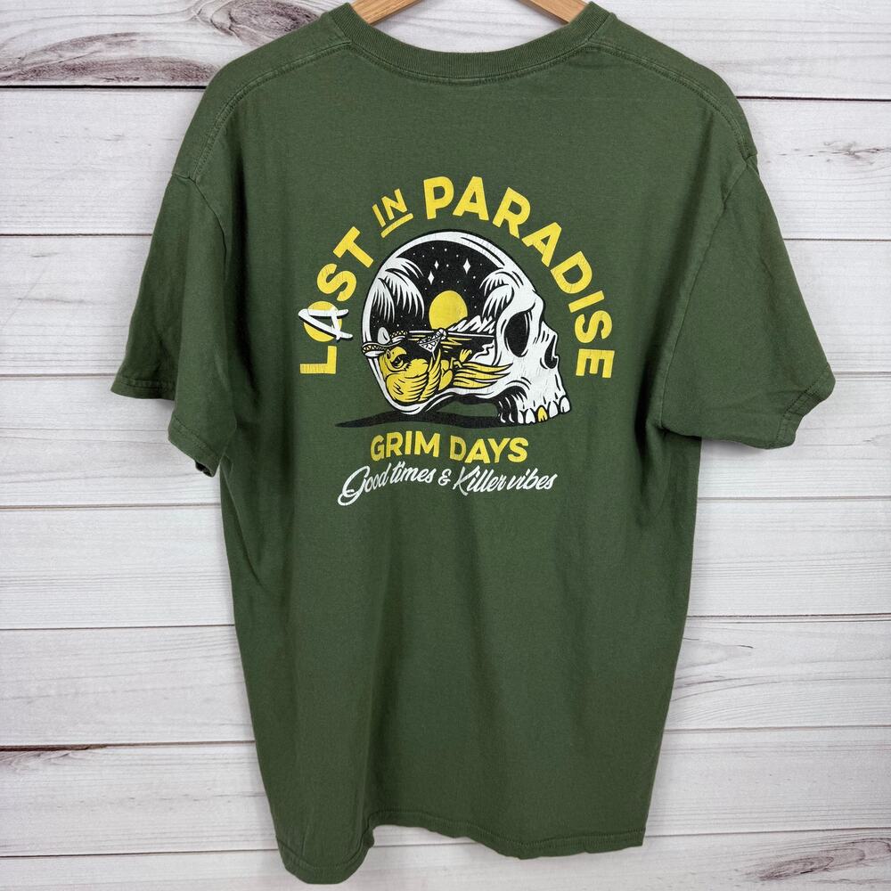 Men's Grim Days Last in Paradise Good Times Killer Vibes T-Shirt Size‎ L